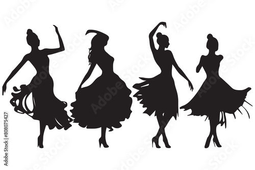 set of dancer silhouette vector design