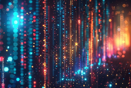 Captivating Digital Art Featuring Multicolored Light Particles in Motion.