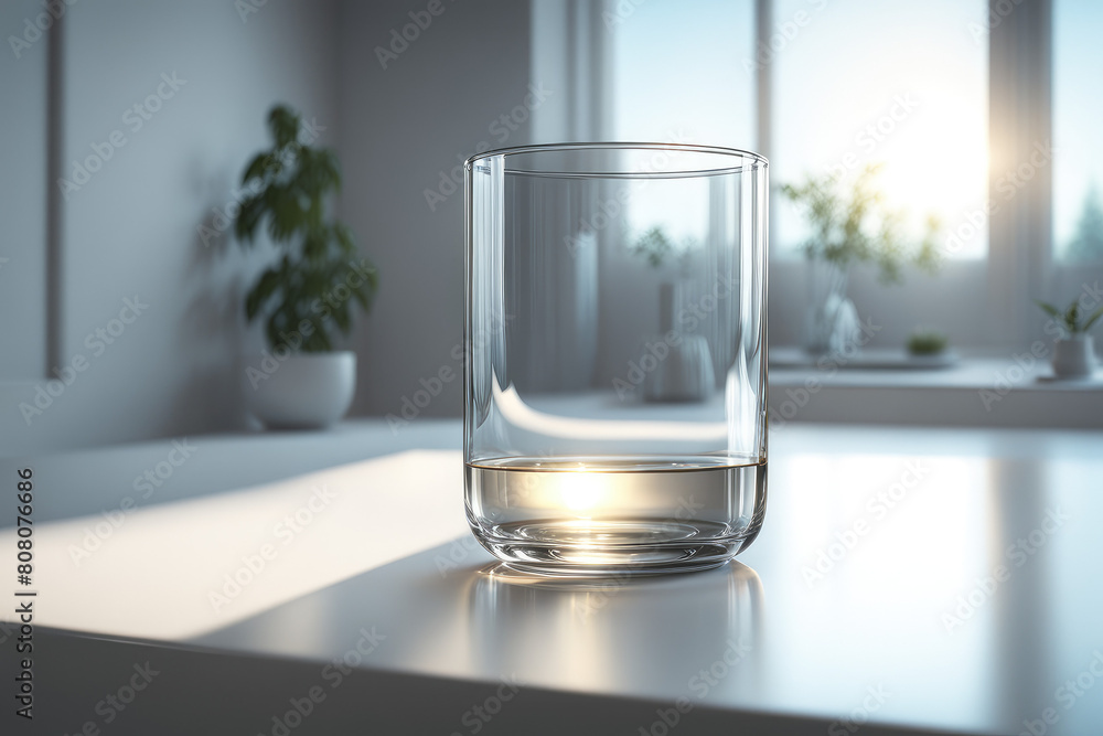 Glass of Water on the Table Half Filled Glass of Water on the Table Half Filled