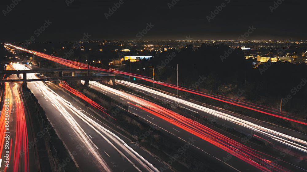 long exposure photography, cars, traffic, night top view. long exposure photography, cars, traffic, night top view.