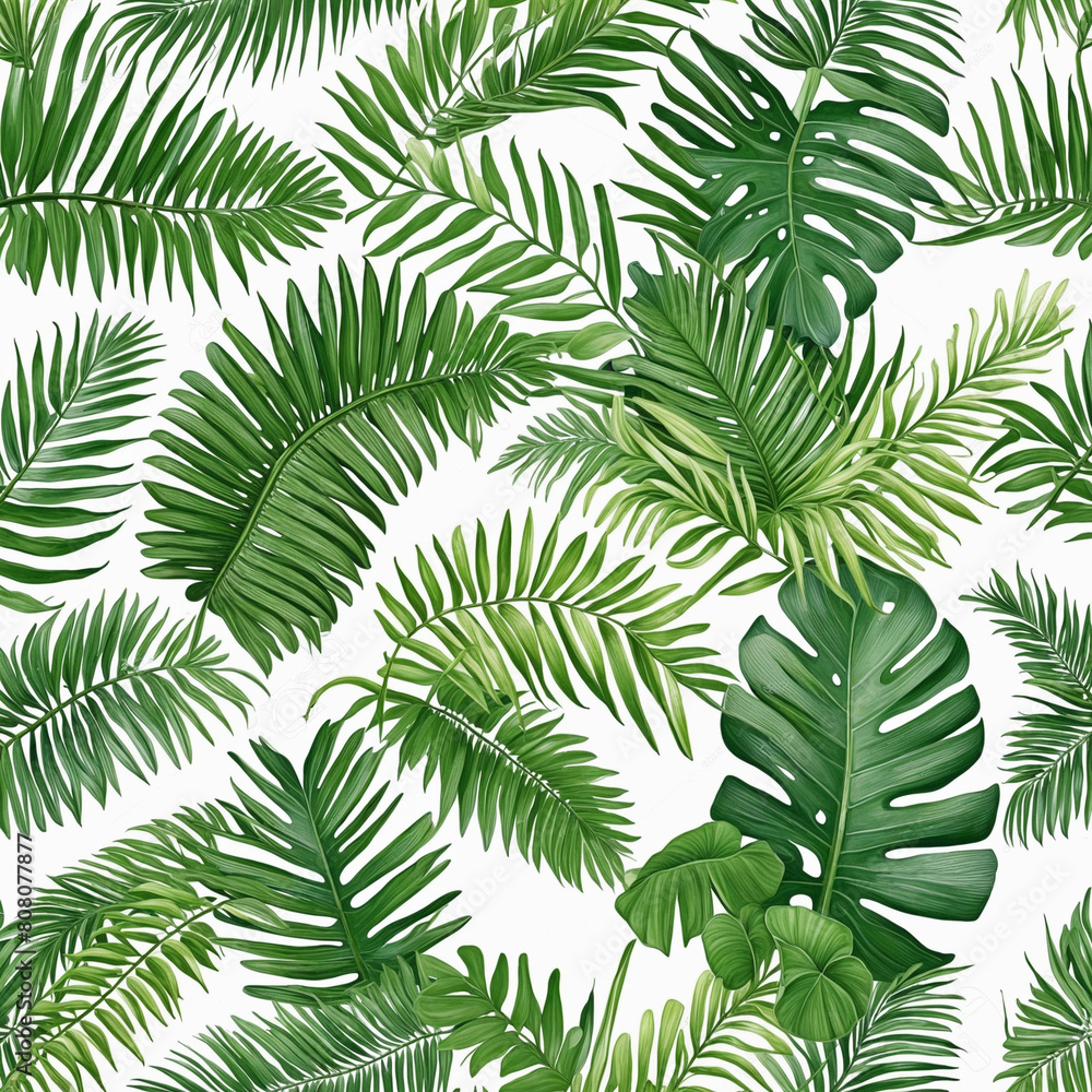 Tropical Leaf Collection: Assortment of Exotic Palm and Coconut Leaves on a White Background Tropical Leaf Collection: Assortment of Exotic Palm and Coconut Leaves on a White Background