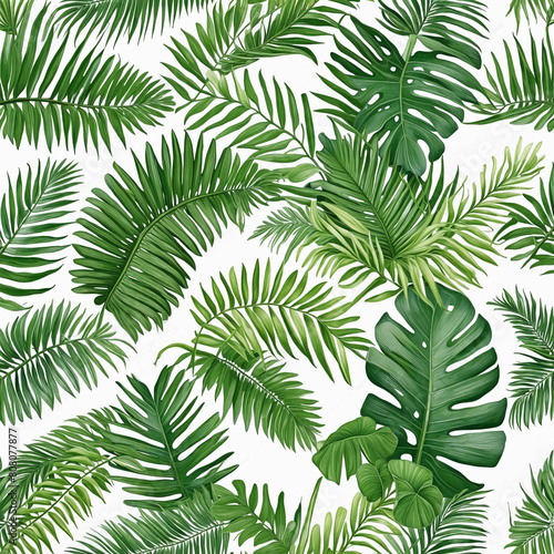 Tropical Leaf Collection  Assortment of Exotic Palm and Coconut Leaves on a White Background