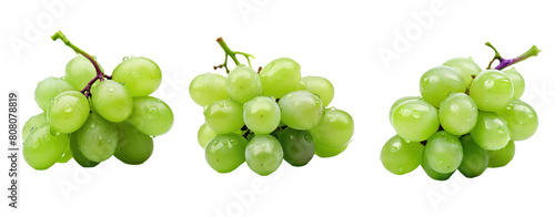 Green grapes isolated on transparent background.