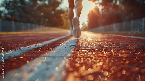 A closeup of Runner Jogging Track