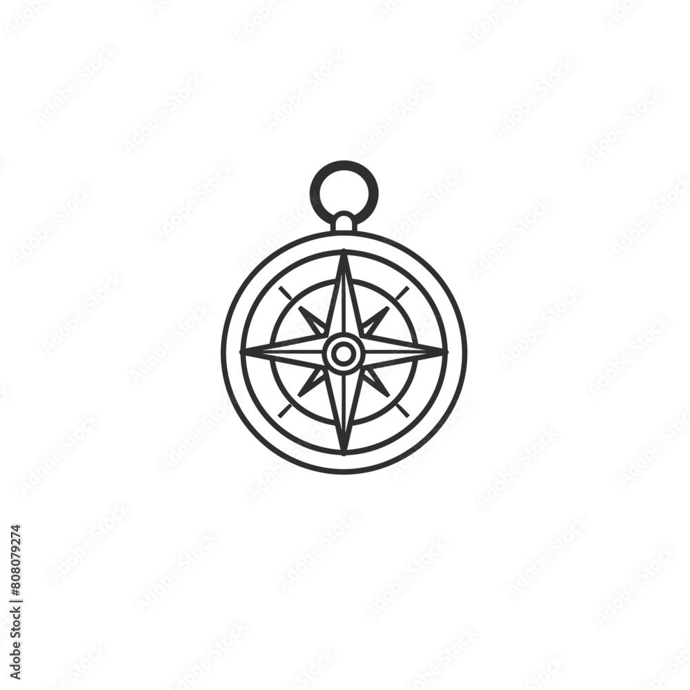 Fototapeta premium Minimalist black and white illustration of a classic compass design.