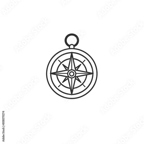 Minimalist black and white illustration of a classic compass design.