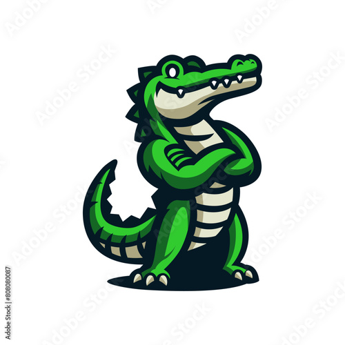 amazing crocodile gaming esport logo vector illustration template design