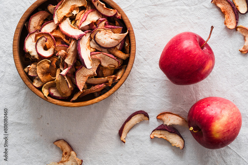 Dried apple slices, healthy vegan snack