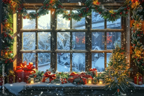 Christmas Winter Wonderland Window Scene