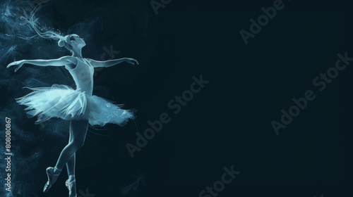 illuminated particles made graceful ballerina on a dark background photo