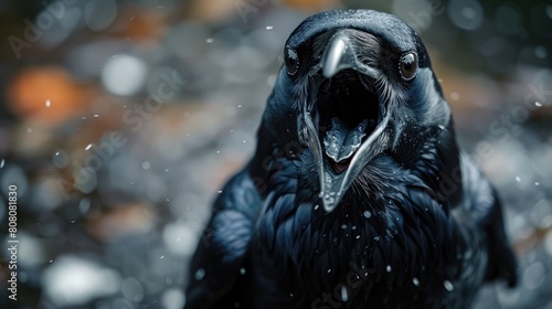 Closeup Screaming Black Crow photo