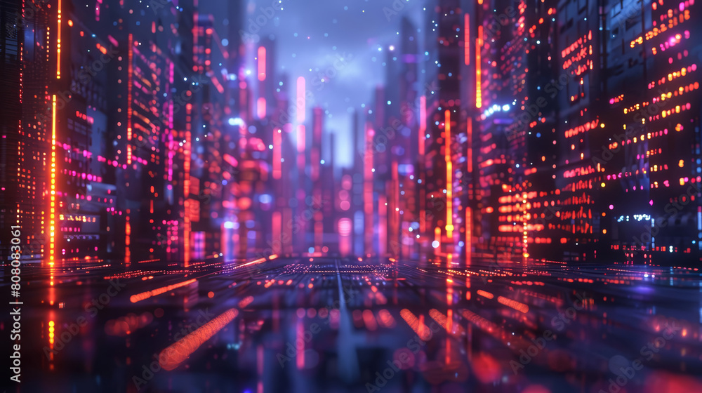 A digital city with a futuristic atmosphere A digital city with a futuristic atmosphere