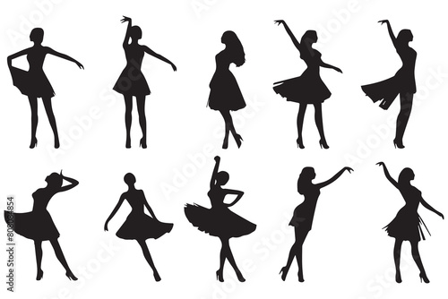 silhouettes of dancing fashion girls