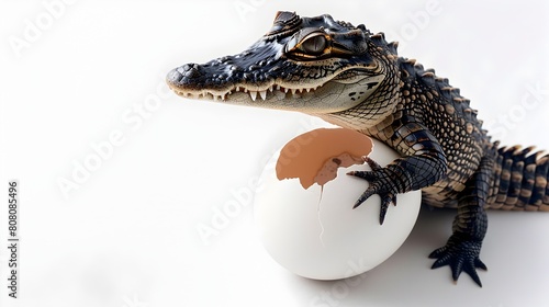 Baby Cayman Crocodiles Emergence A Tale of Wildlife Portrait Photography Generative ai photo