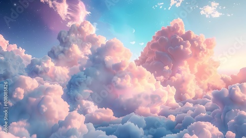 Mesmerizing Sunset Skies with Dramatic Cumulus Clouds Bathed in Vibrant Hues