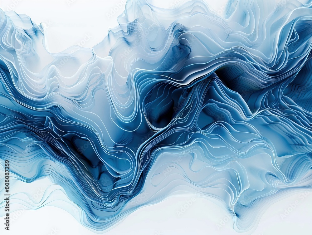 Sleek digital waves, combining fluid dynamics and cool tones for a calming, tech-inspired aesthetic Sleek digital waves, combining fluid dynamics and cool tones for a calming, tech-inspired aesthetic