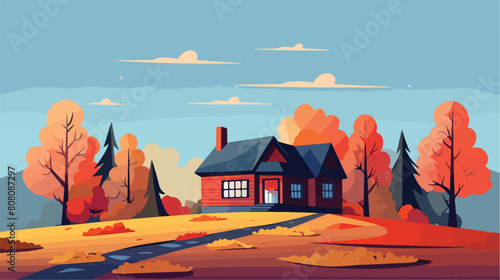 abstract background with a house in a flat style 2d