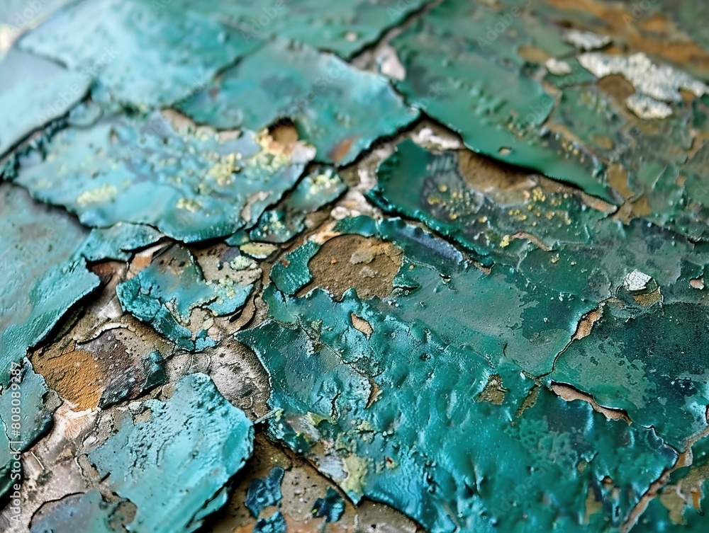 Φωτογραφία Vintage patina: An artistic close-up of metal with a greenish-blue patina, perfe