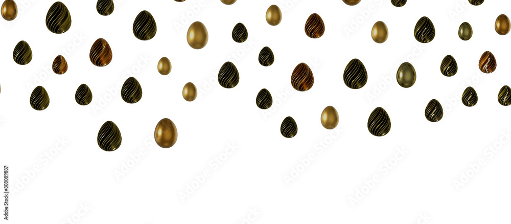 Easter horizontal border with gold eggs Easter horizontal border with gold eggs
