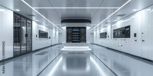 Advanced Compact Data Center with Network Servers and Devices - Cutting-Edge Corporate IT Infrastructure Module