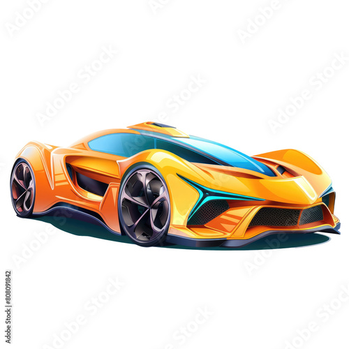 Car illustration 3d, isolated on transparent background