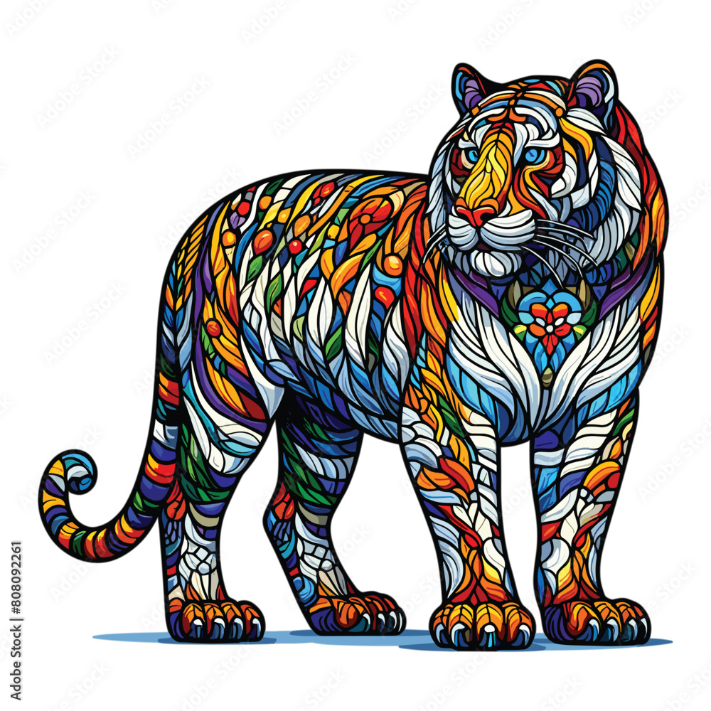 Fototapeta premium colorful tiger painting vector