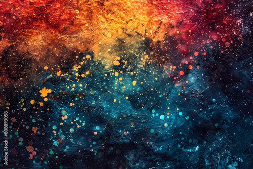 colorful abstract painting of a galaxy with vibrant swirls of color photo