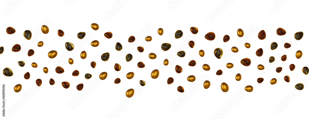 3d rendering of Easter elegant eggs with gold paint 3d rendering of Easter elegant eggs with gold paint