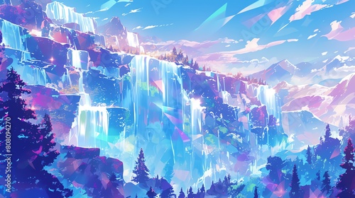 Layers of translucent veils cascading down like a waterfall of colors and light amazing background