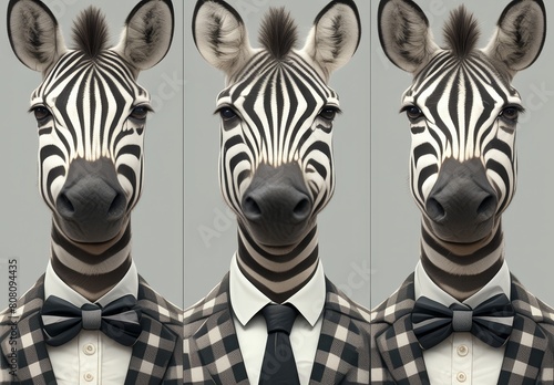 portrait of zebra wearing suit and tie