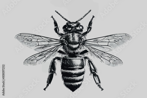 Bumblebee side view hand drawn sketch insects illustration © Abul
