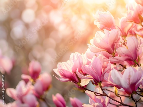 Beautiful white Magnolia Flowers   blooming   tree with a Copy Space   Spring time  Valentine s Day  Mother s Day