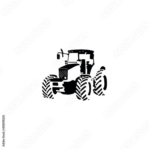 Illustration of agricultural tractor for cultivation and harvesting 