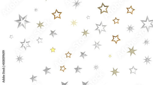 Gleaming Celestial Display  3D Gold Stars Rain Illustration Mesmerizes