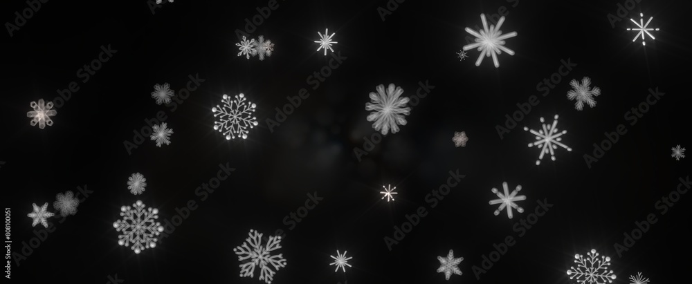 Snowflakes and bokeh lights on the blue Merry Christmas background. 3D render Snowflakes and bokeh lights on the blue Merry Christmas background. 3D render