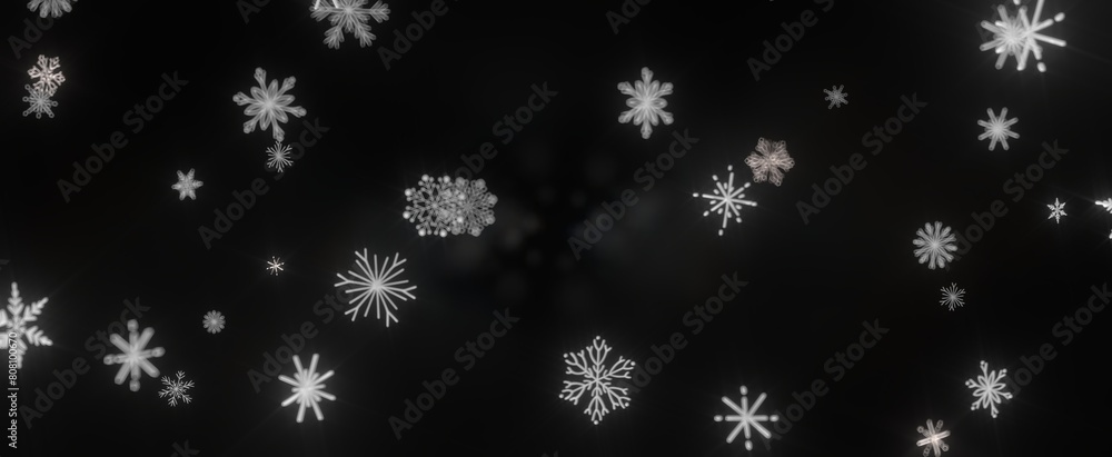 Snowflakes and bokeh lights on the blue Merry Christmas background. 3D render Snowflakes and bokeh lights on the blue Merry Christmas background. 3D render