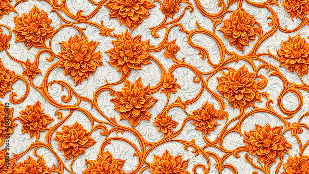 floral pattern with orange flowers. floral pattern with orange flowers.