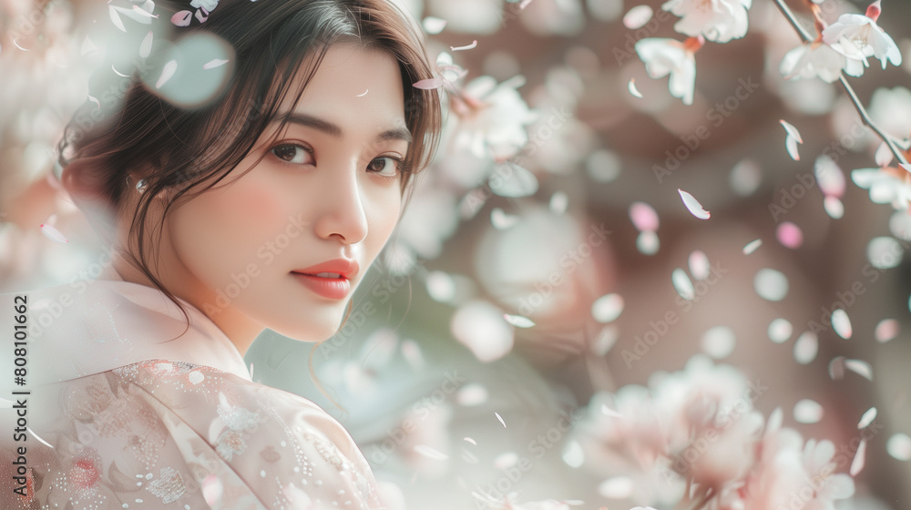 Portrait of a Southeast Asian Model Under Cherry Blossoms Portrait of a Southeast Asian Model Under Cherry Blossoms