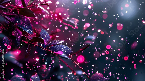 Beautiful abstract background with bokeh defocused lights and leaves
