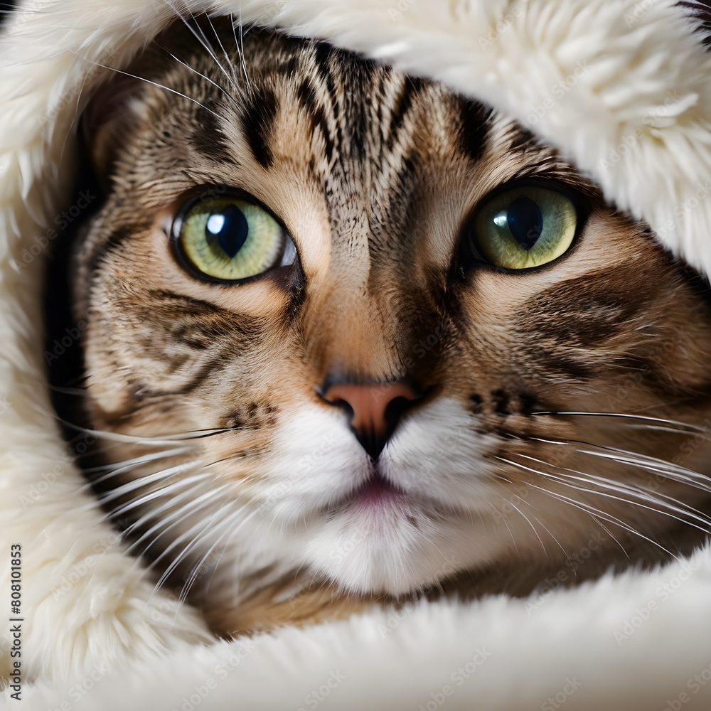 Portrait of a cat in a fur coat on a white background Portrait of a cat in a fur coat on a white background