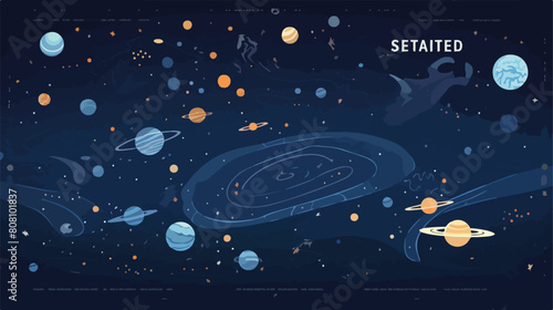 Astronomy and space study banner or poster template