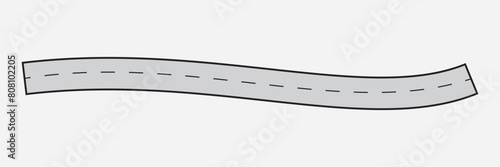 Road icon. Asphalt Road with  White Line.  Highway road icon. Winding road vector illustration.