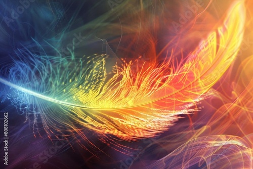 Luminous abstract feather design