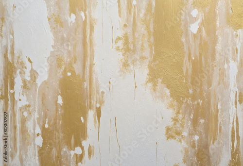  Abstract oil painting on canvas featuring a textured design with shades of beige  gold  and white 