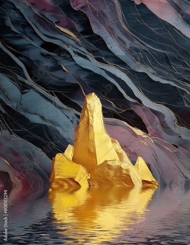 Rock of Ages: Glistening Gold on Black Stone © Behram