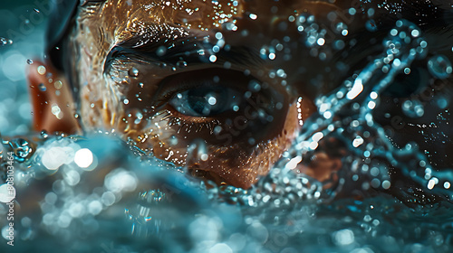 A closeup of Swimmer Flip-turning Swimming