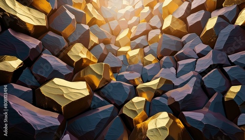 Luxe Contrast: Gleaming Gold Against Black Rock © Behram