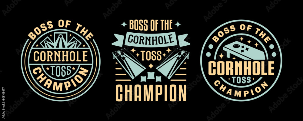 Obraz premium Boss Of The Cornhole Toss Champion SVG Tshirt Bundle Cornhole Game Qoute Design, TG 0007