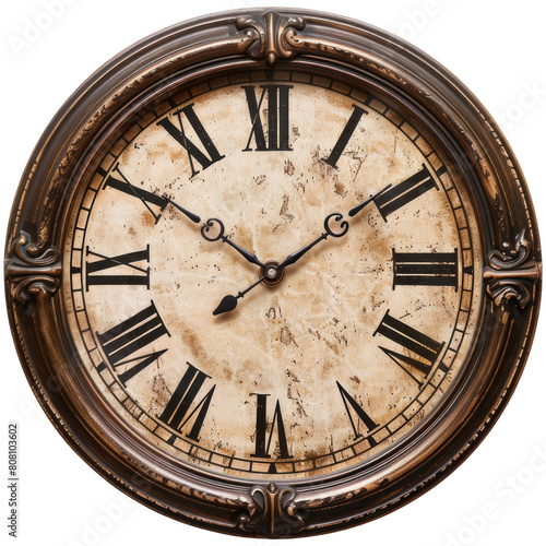 Vintage Wall Clock isolated on transparent background