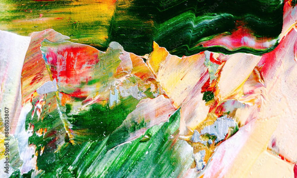 Fototapeta premium Colorful abstract background wallpaper. Modern motif visual art. Mixtures of oil paint. Trendy hand painting canvas. Wall decor and Wall art prints Idea. 3D Texture. Art object 